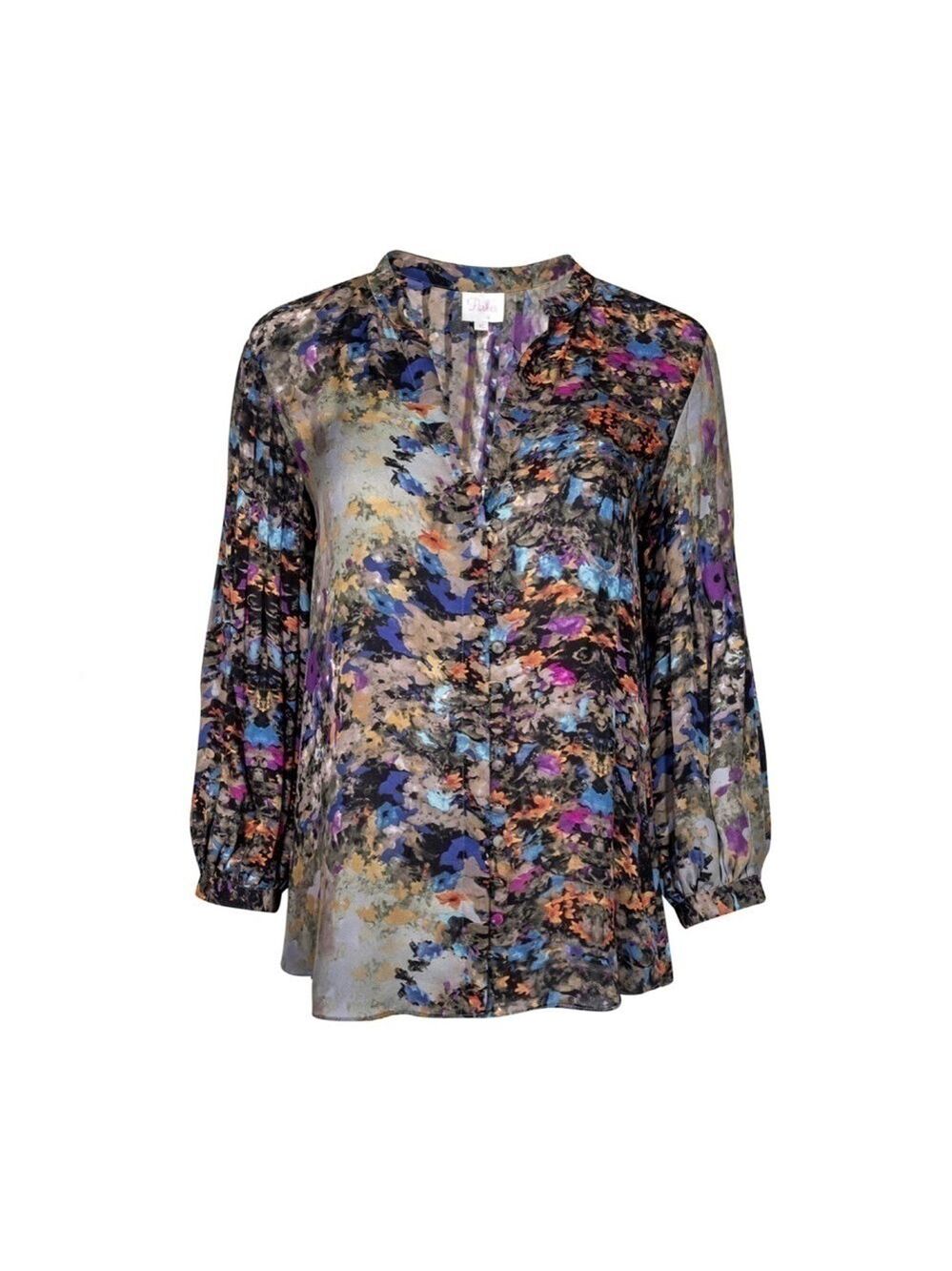 Parker Abstract Floral Print Silk Blouse - Picture 2 of 12